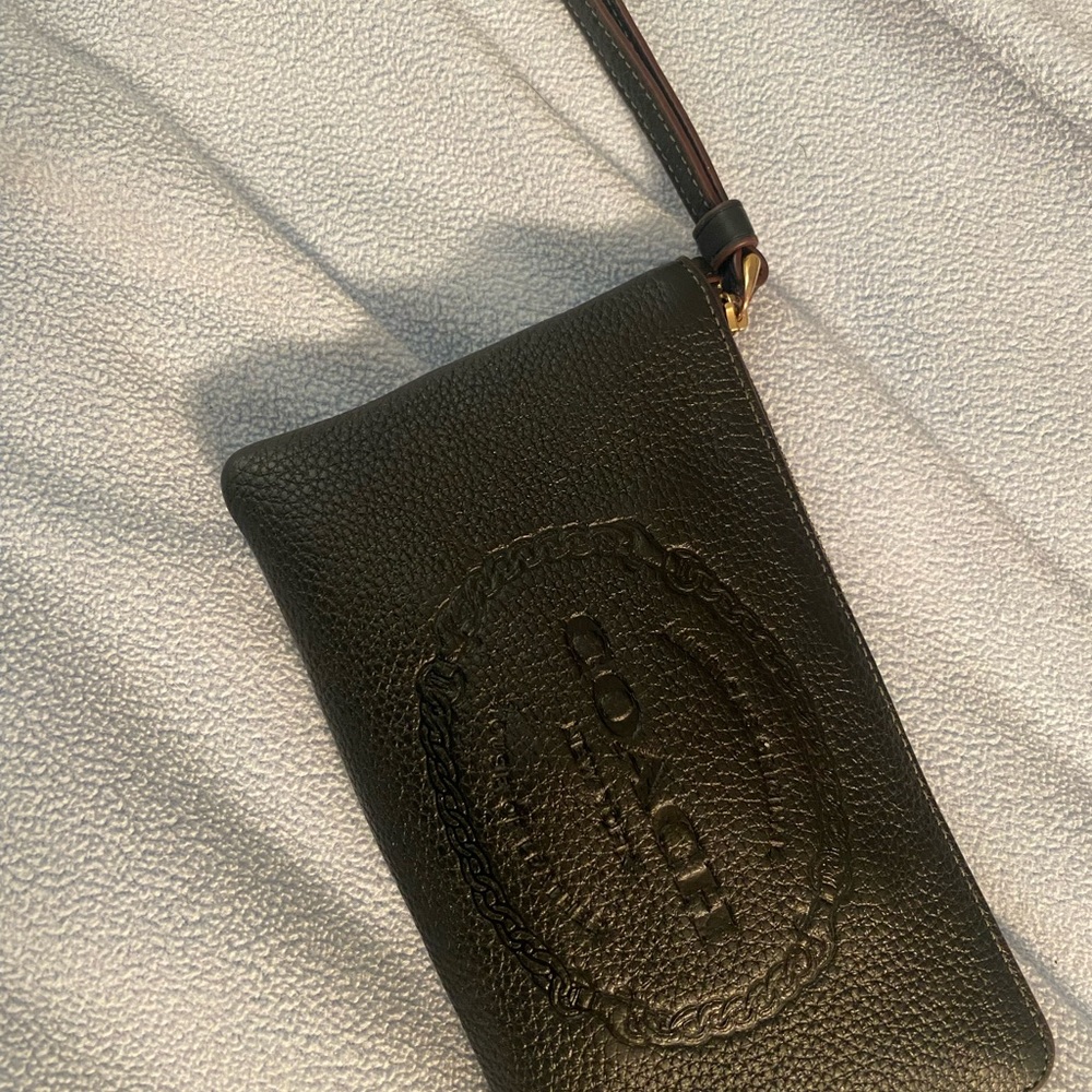 Coach Dark Leather Wristlet
